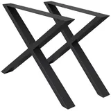 ECD Germany 2x Tischbeine X-Design X-form, 60x72 cm Schwarz, Stahl Industriedesign,