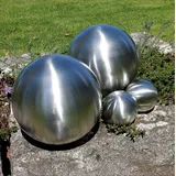 Spetebo Edelstahl Gartenkugel 4er Set matt gebürstet - 10 / 20 cm / Deko Metall Hohlkugel Silber - Dekokugel Metalldeko Gartendeko rund