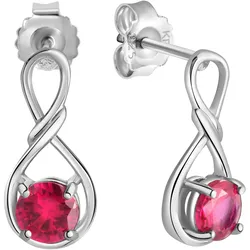 Paar Ohrstecker FIRETTI "Schmuck Geschenk Silber 925 Ohrschmuck Edelstein Rubin", bunt (silberfarben, rot, rot), Ohrringe, Damen, Silber 925 (Sterlingsilber), mit Rubin (synth.)