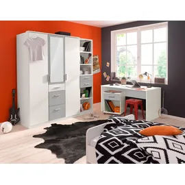 WIMEX Joker, hohes Bücherregal mit 2 Schubladen grau|weiß