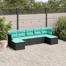 vidaXL Gartenlounge-Set 7-tlg. schwarz/blau