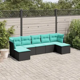 vidaXL Gartenlounge-Set 7-tlg. schwarz/blau