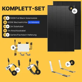 solakon Balkonkraftwerk onBasic 1000W 5 m Kabel + Gartenhalterung