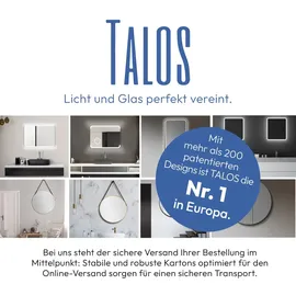 Talos LED Badspiegel Talos Black Moon 120x70 cm - Badezimmerspiegel mit Beleuchtung - feuchtwassergeeignet durch Aluminiumrahmen - Licht-Farbe Neutralweiß