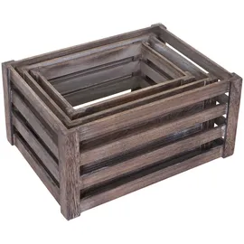 Mendler Holzkiste 3er Set braun