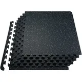 Vevor Yoga Bodenmatten 25 Stk. Gummioberfläche & EVA-Schaum, 61 x 61 cm Trainingsmatten mit 100 Quadratfuß Abdeckung, ineinandergreifende Gymnastikmatten für Fitnessstudio Garage, Schwarz & Weiß