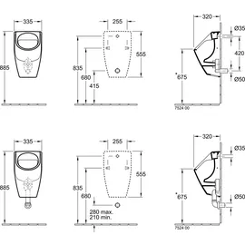 Villeroy & Boch O.novo 33,5x56x32cm, D-Flush, Zul. verd., weiß