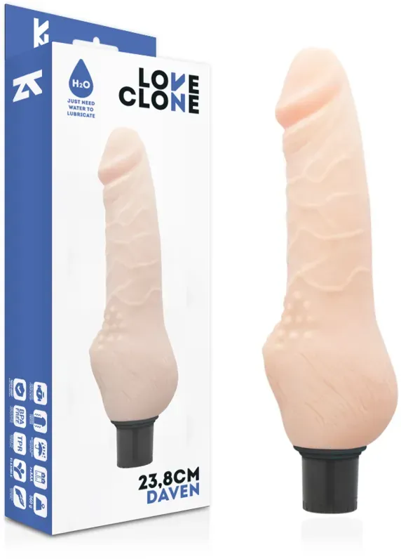 LOVECLONE - Daven selbstschmierender realistischer Vibrator, 23,8 cm Ø 3,8 cm