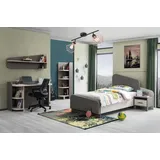 JV Möbel Kinderzimmer-Set aus Holz in grau mit Bett, Nachttisch und Bücherregal