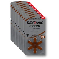 60 Rayovac Extra Advanced Nr 312 Hörgerätebatterie Zinc Air (P312 PR41 ZL3) mit 2 Stück LUXTOR® Reinigungstücher für Hörgeräte und Otoplastiken