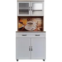 Hti-Living Küchenbuffet mit Glasteil Sonoma/Weiß Blanca Bistro