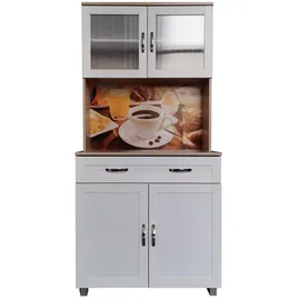 Hti-Living Küchenbuffet mit Glasteil Sonoma/Weiß Blanca Bistro