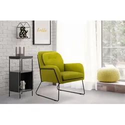 Sessel INOSIGN "Flin Cocktailsesel", grün (hellgrün), B:69cm H:86cm T:75cm, Sessel, mit Knöpfen und Kissenoptik im Rücken