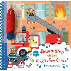 Ausmalen mit dem magischen Pinsel. Fahrzeuge Malbuch mit Wassertankstift für Kinder ab 3 Jahren
