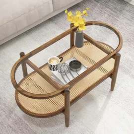 Costway Couchtisch Braun Holz 102 x 56 x 47 cm