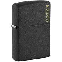 Zippo Sturmfeuerzeug - Logo, Black Crackle, Laser Engrave - Nachfüllbar - Wiederverwendbar - Windfestes Design - Geschenkbox - Made in USA