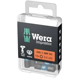 WERA 840/1 IMP DC Hex-Plus DIY Impaktor Bits, 6 x 25 mm, 10-teilig