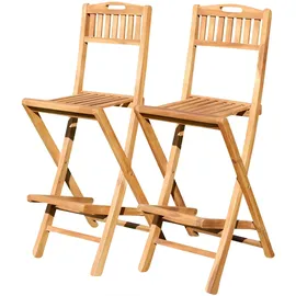 ASS Altenburger Barhocker klappbar 2 Stück  Teak Holz Braun
