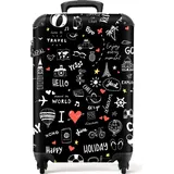 NoBoringSuitcases.com NoBoringSuitcases.com® Handgepäck Hartschalenkoffer mit TSA Schloss, Trolley, Reisekoffer, Carry on, Rollkoffer, Klein oder Mittelgroß Schwarz