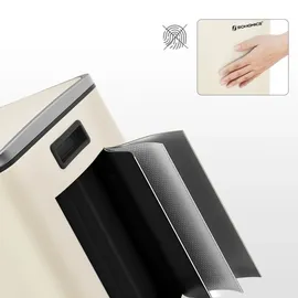 Songmics Mülleimer, 2 x 30 Liter mit Deckel und Inneneimer cremeweiß Metall, 30l