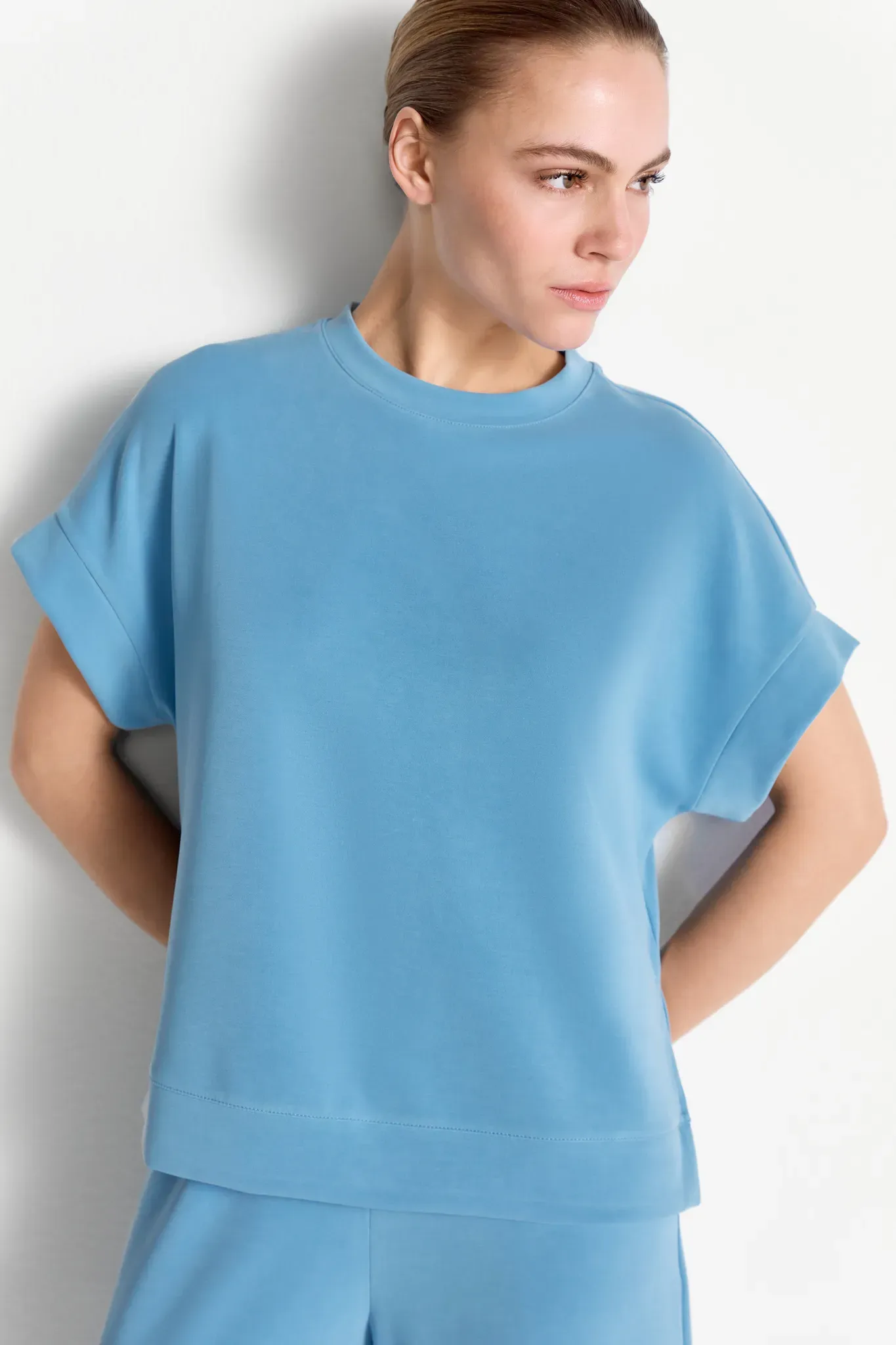 T-Shirt RICHROYAL, Damen, Gr. M, sailor sky, Single Jersey, Obermaterial: 52% Modal, 42% Polyester, 6% Elasthan, regular fit taillenbedeckt, Rundhals, angeschnitten angesetztes Bündchen, Shirts T-Shirt, Regular fit mit Rundhalsausschnitt