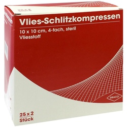 Schlitzkompresse Vlies 10x10cm 4Fach Steril Ausbüt 50 ST