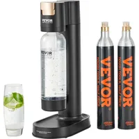 Vevor Sprudelwassergerät schwarz + 1 PET-Flasche + 2 CO2-Flaschen