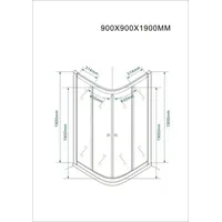 Fischer und Adamek Eckdusche Duschkabine EckViertelkreis Duschabtrennung Glas Rund5 cm Fulda, BxT: 80x80 cm, Klarglas 80 cm x 190 cm x 80 cm