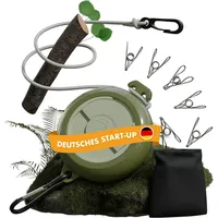 naturbummler NATURBUMMLER® Wäscheleine ausziehbar [DryLine+] Camping Wäscheleine 10 m grün NO SIZE