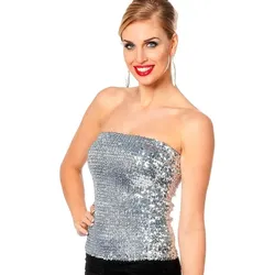 Silbernes Pailletten Damen Top Rock - 38