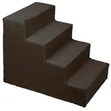 Mg Design Hundetreppe 4 Stufen in Dunkelbraun – Stabiler Holzrahmen, gelenkschonend, leicht & mobil, für Sofa & Bett, für Hunde & Katzen