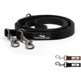 Freudentier Hundeleine 2m – Verstellbare Führleine - Weich gepolstert, liegt angenehm in der Hand - Robuste Leine Hund für mittelgroße & große Hunde - Model Clyde (Schwarz, 20mm)