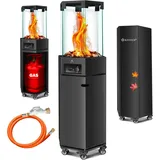 KESSER® Heizstrahler Gas Terrassenheizstrahler Gasheizungen Gasheizstrahler Gasheizer inkl. Schutzhülle Outdoor-Heizung Mobiler Heizpilz Flammenheizer, Pyramide Terrassenheizer, mit Bodenrollen