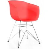 Esszimmerstuhl - Skandinavisches Design - Chrombeine - Poli Rot