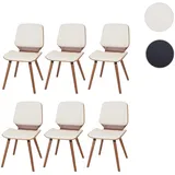 Mendler 6er-Set Esszimmerstuhl HWC-B16, Holz Bugholz Retro-Design Walnussoptik, - Kunstleder creme