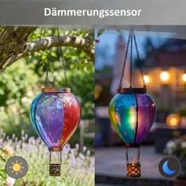 NORTHPOINT Solarleuchte 3er Set 40,0 cm hängend bunt warmweiß Flammeneffekt Dämmerungssensor