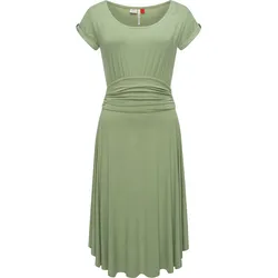 Sommerkleid RAGWEAR "Yvone Solid", Damen, Gr. M (38), Normalgrößen, grün, Material: 95% Viskose, 5% Elasthan, casual, figurbetont knieumspielend, Rundhals, Kurzarm Ärmel ohne Ärmelschlitz, Kleider, leichtes Jersey-Kleid mit Taillengürtel