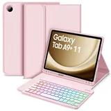 Bettdow für Samsung Galaxy Tab A9+/A9 Plus 2023 Tastatur Hülle, Deutsch QWERTZ Layout Abnehmbarer Beleuchtete Tastatur, Hülle mit Stifthalter für Galaxy Tab A9+ 11 Zoll SM-X210/X215/X216, Rosa