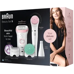 Braun Epilierer Silk-épil Deluxe Beauty-Set Epilierer Weiß Rosa
