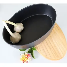 Continenta Brottopf mit Holzdeckel oval 36 cm matt schwarz