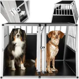 Tectake Hundetransportbox doppel mit schräger Rückwand verschließbare Gittertür, mit schützenden Kunststoffecken