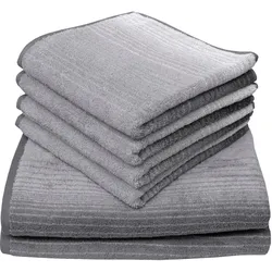 Handtuch Set DYCKHOFF "mit Farbverlauf", grau, 6 tlg., Walkfrottee, Obermaterial: 100% Baumwolle, Handtuch-Sets, mit Farbverlauf;4 Handtücher (50x100cm), 2 Duschtücher (70x140cm)