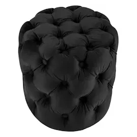 CLP Sitzhocker Drancy, Samt rund gepolstert mit Zierknöpfen, Chesterfield-Optik, Polsterhocker für Wohnzimmer & Schlafzimmer