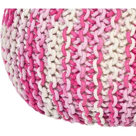 Beliani Pouf CONRAD Baumwolle 50 x 35 x 50 cm Weiß/Rosa