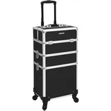 Songmics Kosmetikkoffer, Trolley, 3-in-1 Schminkkoffer, groß, Friseurkoffer, 35 x 25 x 69,8 cm, abschließbar, Make-up Koffer, 360° drehbare Rollen, für Reisen, Geschenkidee, schwarz JHZ01B