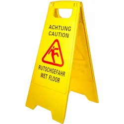 Warnschild für nasse Böden (GER, EN)