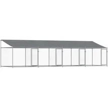 vidaXL Hundezwinger mit Dach und Türen 8 x 2 x 2 m Stahl Grau
