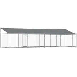 vidaXL Hundezwinger mit Dach und Türen 8 x 2 x 2 m Stahl Grau