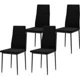 HOMCOM Esszimmerstühle 4er-Set Küchenstuhl mit Rückenlehne, Samtoptik, Armlose Stühle, Polsterstuhl mit Metallbeine, Sessel für Esszimmer, Wohnzimmer, Schwarz   Aosom