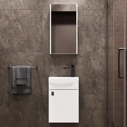 Badmöbel Set mit Waschtisch inkl. Waschbecken und Spiegelschrank 40 cm, verschiedene Farben